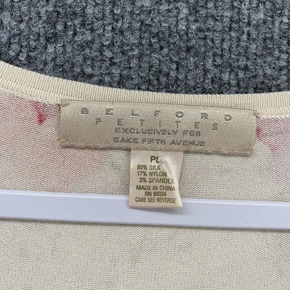 Belford Sweater Petite PL Floral Silk Blend Square Neck Fairy Cottagecore Boho‎